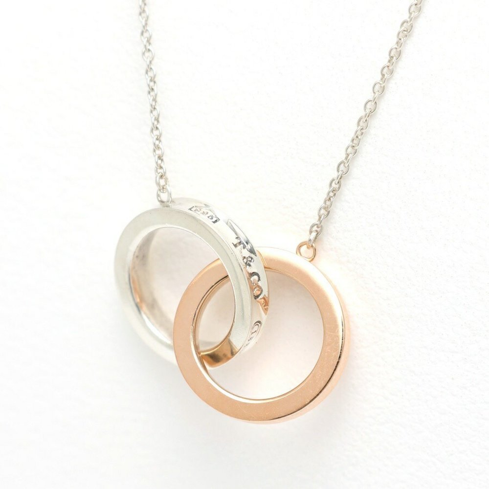 Tiffany & Co. 1837 Interlocking Circle Pendant Necklace Rubedo Metal 925 40cm...